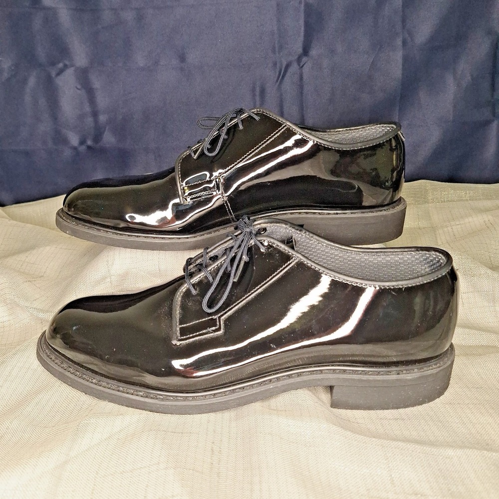 Bates Men's High Gloss Dress Black Shoes Oxford 10 D Patent Leather Shine USA